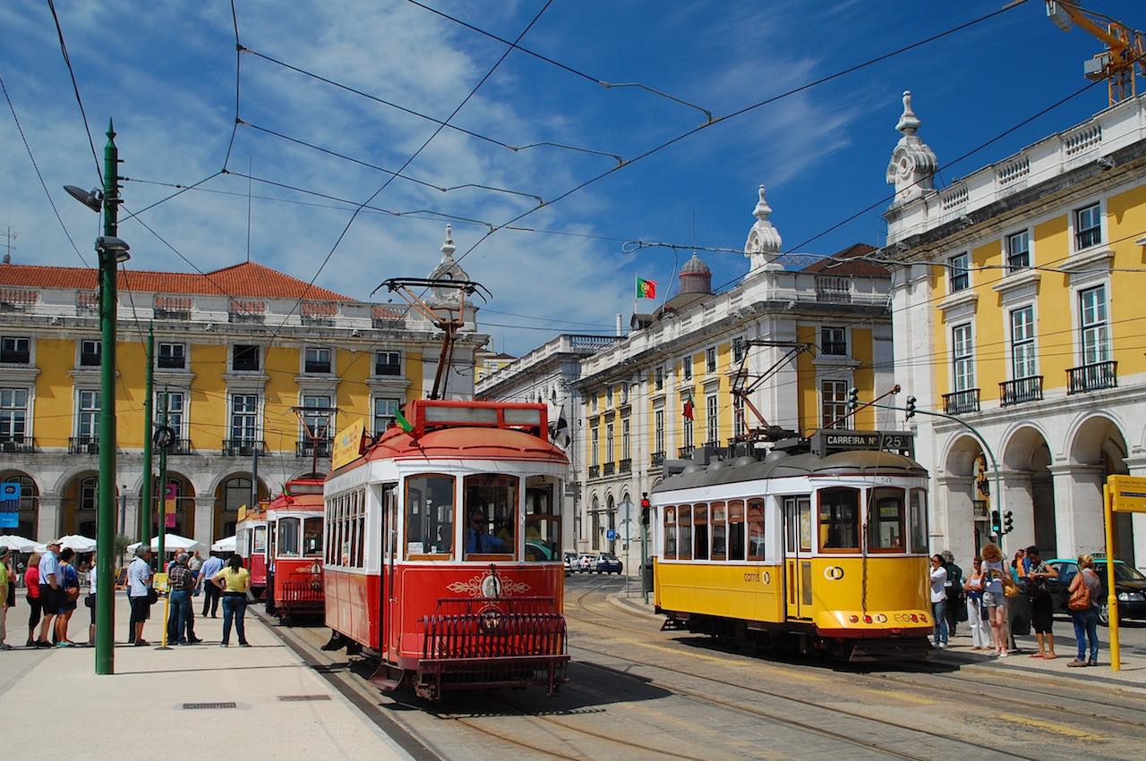 coulourful Lisbon trams